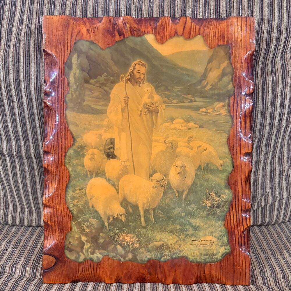 Warner Sallman "The Good Shepherd" Wall Plaque Art Print 1970 Christian Jesus